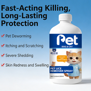 Spray pour le soin de la peau des animaux domestiques et l'environnement domestique pour chiens et chats 500ml Extrait d'herbes Améliore les démangeaisons cutanées et nettoie les résidus de parasites - Product Image 1