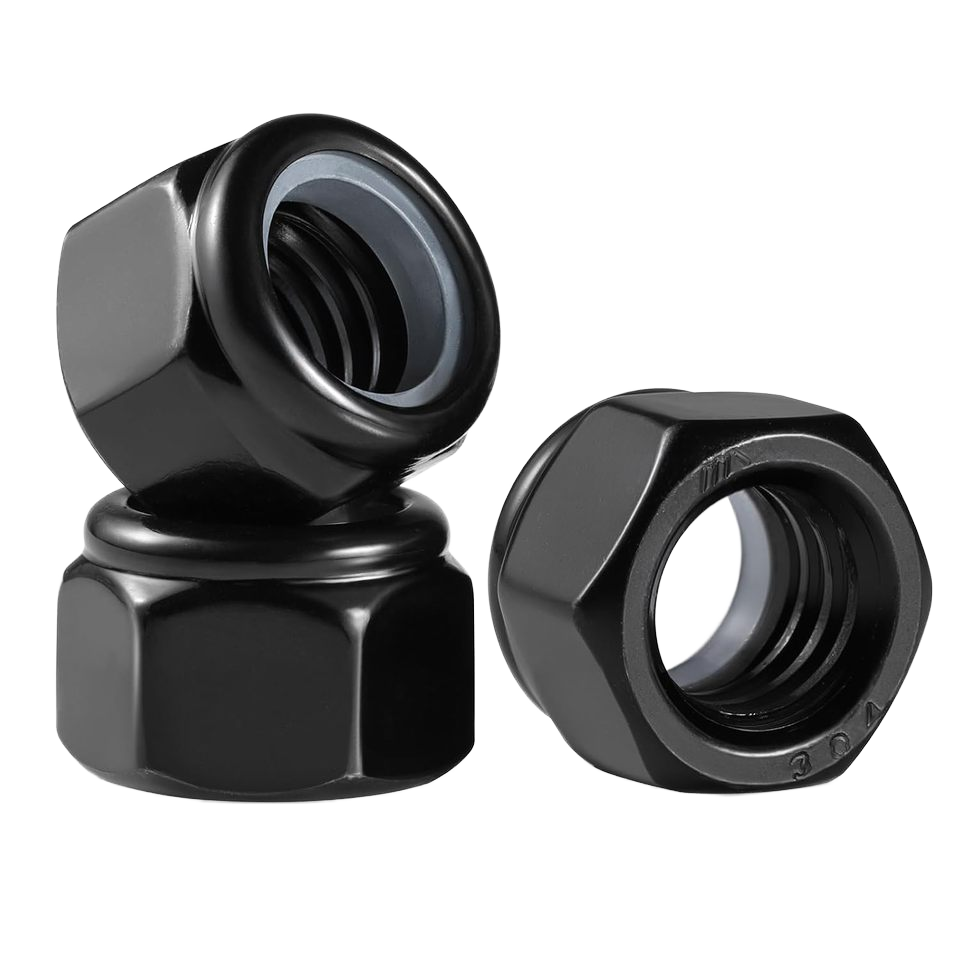 M8-2.00 / 16mm Nylon Insert Hex Lock Nut Class 8 Steel Black Oxide Qty 10