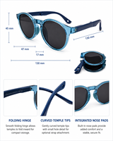 Lunettes de soleil pliantes rondes polarisées anti-radiation pour enfants, protection UV400, monture intégrale durable, blocage de la lumière bleue, monture TR90, portables pour garçons et filles