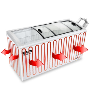 Congelador vertical comercial compacto para helados, vitrina refrigerada de 13 pies cúbicos con 2 puertas correderas de acero inoxidable ajustables - Product Image 3