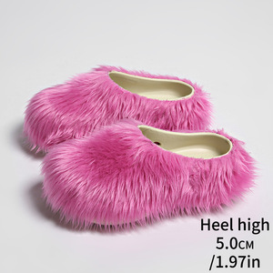 New Winter Trend Thick Designer Women Faux Fur Slippers <b>Soft</b> Fluffy Fur Slippers Furry Snow Luxury Brand <b>Shoes</b> for Women - Product Image 2