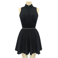 Aoyema-Jupe plissée pour femmes, nouveau style, avec short, à l'intérieur, athlétique, respirant, séchage rapide, décolleté en V, demi-zip, robe de golf pickleball