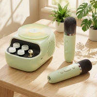 KUANGXIANG - Cadeau promotionnel - Mini haut-parleur karaoké K12 - 2 micros sans fil - Microphone sans fil - Haut-parleur avec lumière LED - Subwoofer - Pour la maison, en extérieur