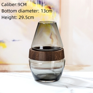 Decoración de mesa hidropónica para el hogar de estilo Natural Simple moderno, anillo de madera creativo y jarrón de cristal, arreglo floral - Product Image 4