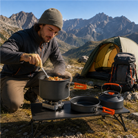 Ensemble de cuisine de camping en aluminium 4 pièces, grand format, pliable et portable, kit de cuisson 3-en-1, vente en gros usine