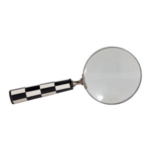Lente d'ingrandimento decorativa con manico geometrico, accessorio da scrivania per casa e ufficio, elemento decorativo per mensola del soggiorno - Product Image 1