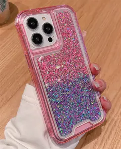 Glitter Phone Cover for Oppo A98 5G Rhinestone Flower TPU Gradient Back  Case