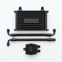 Kit Universale di Raffreddamento Olio in Lega di Alluminio, 10 File AN10, Radiatore Olio Motore e Trasmissione con Tubo e Adattatore a Piastra Sandwich, Nero