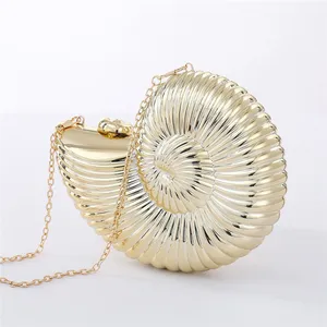 Fashion Conch shape gold acrylic women clutch purse evening bags ladies