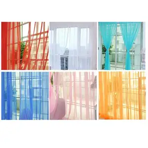 6pcs 다채로운 깎아 지른 Voile 커튼