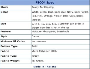 Poligan S Polo Shirts <b>Women</b> Micro Polyester 100% Fabric Moisture Absorption Breathable PS004 Wholesales From Thailand Factory - Product Image 4