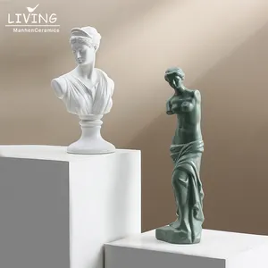 Busto de estatua de cabeza de adorno de decoración europea, busto de arte, dibujo, boceto, adornos de escritorio para el hogar