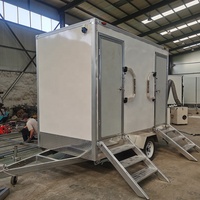 Remorque de toilettes mobiles de luxe à 2 cabines pour mariages, événements en plein air, toilettes portables commerciales