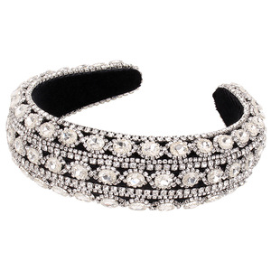 Diadema de Pedrería Hua Liyu, Colorida, Plateada, Verde Champán, Artística, Retro, para Mujer, Hecha a Mano, Banda Ancha para el Cabello - Product Image 5