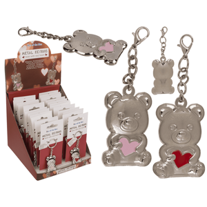 Porte-clés en métal, ours avec coeur rouge - Product Image 1