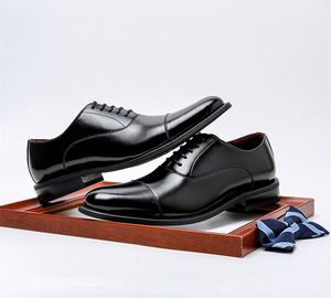 Zapatos de Vestir Personalizados para Hombre, de Cuero Vacuno, con Plataforma de Goma, Punta Baja, con Cordones, Estilo Ejecutivo, con Función de Aumento de Altura, para Invierno - Product Image 5