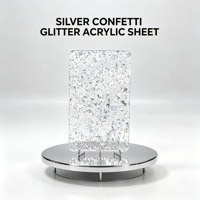 Feuille d'acrylique coulée argentée à paillettes de 1/8 po pour découpe laser CO2, ornements de festival, sous-verres, projets DIY et personnalisés