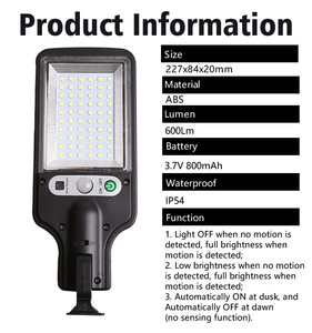 Lámpara de Pared Solar Multifuncional con Sensor de Movimiento de 600 Lúmenes, 60 LED Recargables, Regulable, 6000K, Ángulo de Haz de <span class=keywords><strong>120</strong></span>°, Garantía de 2 Años - Product Image 3