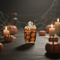 Pin de solapa de metal de aleación de zinc esmaltado personalizado de Halloween, con diseños de calabaza, fantasma, murciélago y sombrero de bruja, estilo dibujo animado, insignia, regalos para fiestas