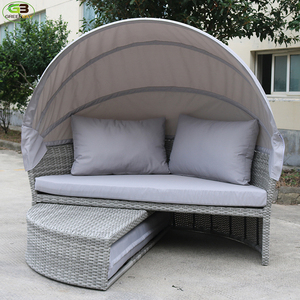 Bequemer und hochwertiger Liegestuhl aus Korb geflecht mit Sonnenschutz - Product Image 6