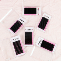 VEYES Plateaux de cils individuels en gros, extensions de cils en soie volume noir mat foncé, fournitures d'extensions de cils en cachemire