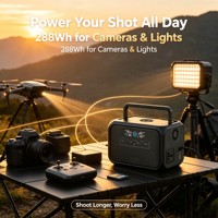 Mini Power Hub : Station 288Wh 300W. Seulement 3 kg. Chargeur PD 100W pour ordinateurs portables. 15W Sans fil. Recharge complète en 1 heure. Se range dans un sac à dos.