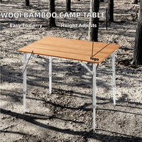 Table de repas carrée en aluminium et bambou, légère, moderne, portable, certifiée BSCI, réglable en hauteur, pliable, pour le parc