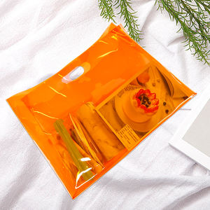 Sac de shopping tendance en PVC transparent orange découpé à la forme avec poignée, portable, étanche, pour la plage et la piscine, rangement pour articles de toilette - Product Image 5