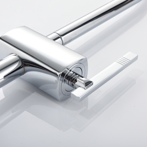 Robinet de cuisine monocommande moderne en acier inoxydable chromé, à montage sur plan, avec douchette extractible, pour eau froide et chaude, pour évier de légumes - Product Image 6