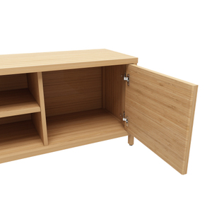 ตู้วางทีวีและตู้เก็บของดีไซน์โมเดิร์นสไตล์กลางศตวรรษ พร้อมชั้นวางโลหะและพื้นที่จัดเก็บสำหรับห้องนั่งเล่น เฟอร์นิเจอร์ไม้ไผ่ทรงยาวเตี้ย - Product Image 5