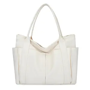 Groothandel Vrouwen Sterke Canvas Schoudertas Boodschappentas Canvas Casual Tote Reizen Strandtas Zware Canvas Draagtas