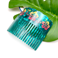 Peignes à cheveux en acrylique tendance, imprimés Plumeria Frangipani, accessoires pour cheveux pour femmes et filles