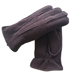 <span class=keywords><strong>Gants</strong></span> en cuir de cerf doublés de fourrure pour femmes et hommes, noir et marron, échantillon de soutien - Product Image 2