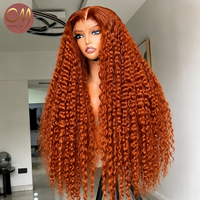 Peluca de Cabello Humano Liso Largo con Capas, Color Cobre Naranja Jengibre, con Encaje Frontal HD 13x6 Sin Pegamento, Pre-Plucked, para Mujeres Negras