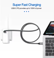 Cable USB Tipo C Macho a Macho ULT-unite de 6 Pulgadas, Carga Rápida PD de 100W, Salida de Video UHD 4K a 60Hz, Cable de Datos de 20Gbps, Tipo C, 3 Pies
