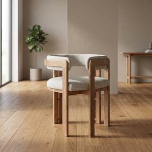 Chaise de salle à manger moderne en teck, fauteuil rembourré à dossier croisé, chaise d'appoint en bois durable, siège minimaliste pour la maison et les restaurants - Product Image 3