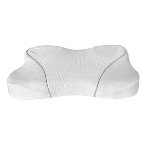 Almohada ergonómica de espuma viscoelástica con diseño de contorno de espalda para dormir, soporte de cuello para aliviar el dolor, almohada de cama con funda de almohada