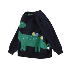 เสื้อสเวตเตอร์ถักลายไดโนเสาร์สำหรับเด็ก สีกรมท่า ผ้าฝ้าย ฤดูใบไม้ร่วง ฤดูหนาว เสื้อพูลโอเวอร์เด็กผู้ชาย ลายการ์ตูน - Product Image 3