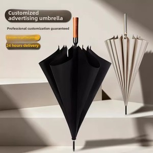 <span class=keywords><strong>Parapluie</strong></span> publicitaire haut de gamme 16 baleines 190T à manche long, avec logo personnalisé, cadeaux d'affaires, poignée droite, texte imprimé fixe et agrandi - Product Image 1