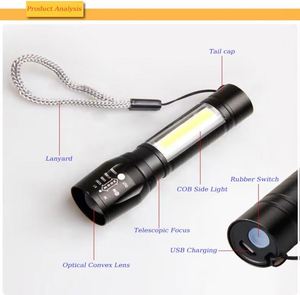 NOVISON Portable <b>Rechargeable</b> Tactical LED <b>Flashlight</b> High Quality Mini Aluminum Alloy USB Camping Telescopic Zoom IP44 1000+ - Product Image 5