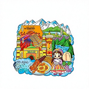 Imán para Refrigerador Bordado en Madera, Recuerdo Cultural Creativo de Xinjiang, <span class=keywords><strong>Kashgar</strong></span>, Ciudad Antigua, Valle de Ili, Atracción Turística - Product Image 1