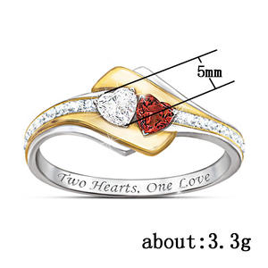 Anillo de Diamantes H095 para Mujer, Corte Corazón, Diamante Natural de Color Fantasía, Anillo de Compromiso con Diamantes Laterales, Dos Corazones, Un Amor Grabado - Product Image 5