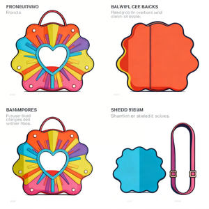 Bolso de mano personalizado con ventana transparente para exhibir pines <span class=keywords><strong>y</strong></span> insignias, diseño de arcoíris, <span class=keywords><strong>flores</strong></span>, <span class=keywords><strong>sol</strong></span> <span class=keywords><strong>y</strong></span> bulldog, estilo kawaii, cosplay, anime - Product Image 2