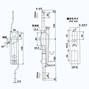 गर्म बिक्री ms828 कुंजी अनलॉक जस्ता प्लेटेड फिनिश स्विंग हैंडल कैबिनेट रॉड डेडबॉल्ट लॉक टिकाऊ स्टेनलेस एंटी-चोरी - Product Image 6