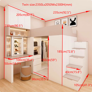 Muebles de Dormitorio de Niña Princesa <span class=keywords><strong>Rosa</strong></span> de Ensueño: Litera y <span class=keywords><strong>Cama</strong></span> Alta con Vestidor y Tocador para Mujeres - Product Image 6
