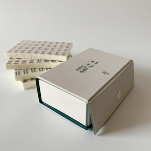 Juego de Mahjong de 21-1/2x25x5 pulgadas en caja de vinilo, caja de vinilo Mahjong de viaje verde oscuro de lujo con caja de embalaje de azulejos de <span class=keywords><strong>melamina</strong></span> a presión de Metal - Product Image 2