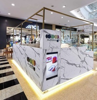 Kiosque alimentaire de dessert en pierre de quartz de style luxe vitrine de beignets en gros petit centre commercial conception de kiosque alimentaire à vendre