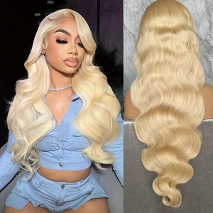 Meilleure vente transfrontalière Perruque dentelle dorée pour le corps avec cheveux longs en stock d'usine - Product Image 1