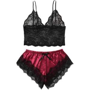 Ensemble de lingerie grande taille pour femme, bralette en dentelle et short, pyjama deux pièces, vêtements de nuit sexy - Product Image 5