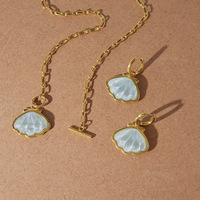 Ensemble de bijoux pendentif coquillage, plaqué or 18K PVD, acier inoxydable, émail bleu, collier et boucles d'oreilles, bijoux de mariée personnalisés pour femmes
